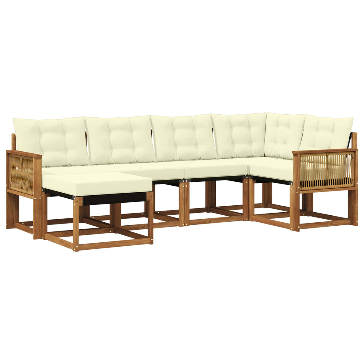 Set vanjskih sofa 6 kom. Prirodna i krem