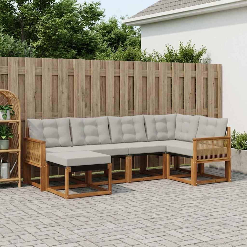 Set vanjskih sofa 6 kom. Prirodna i svjetlosiva