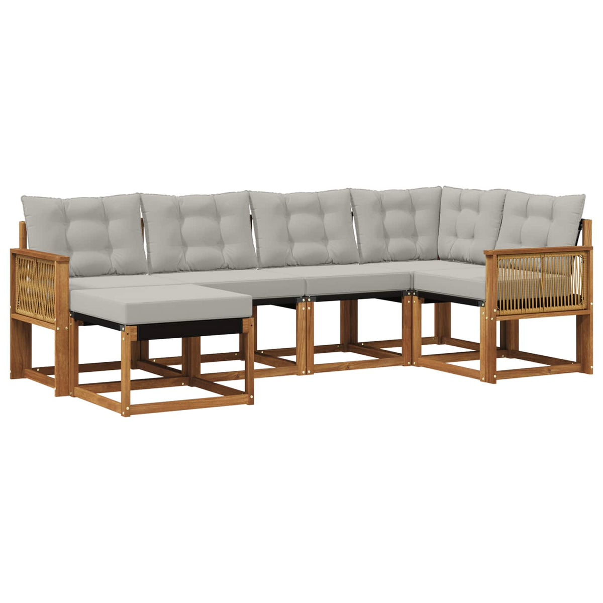 Set vanjskih sofa 6 kom. Prirodna i svjetlosiva