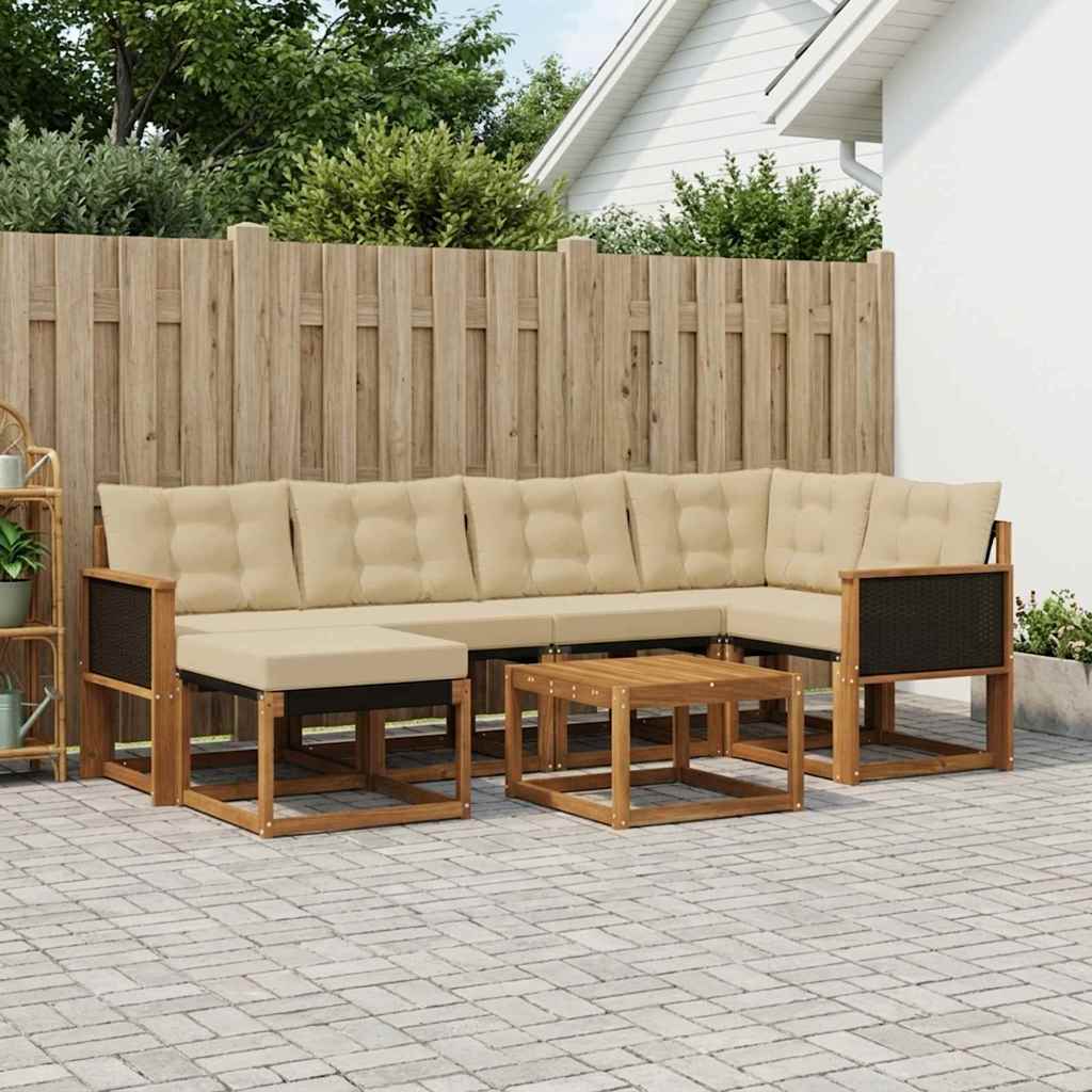 Set vanjskih sofa 7 kom. Prirodna i bež