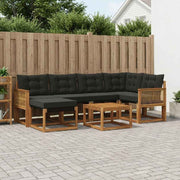 Set vanjskih sofa 7 kom. Prirodna i crna