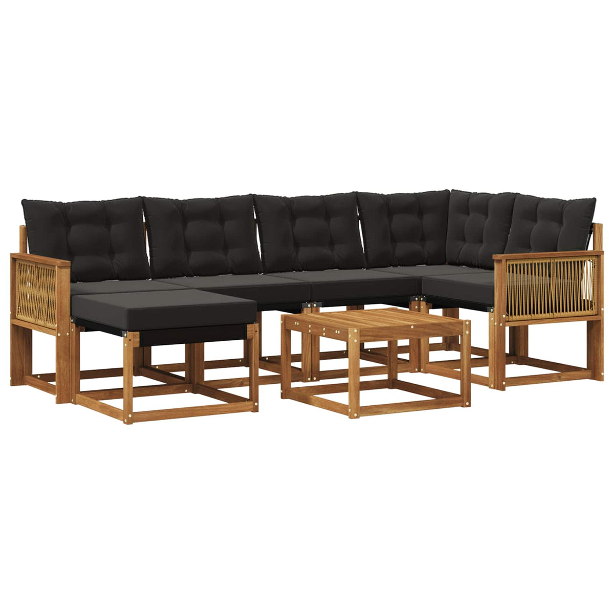Set vanjskih sofa 7 kom. Prirodna i crna