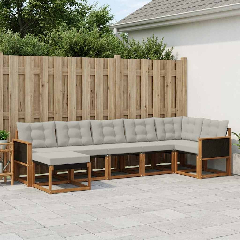 Set vanjskih sofa s jastukom 7 pcs Prirodna i svjetlosiva