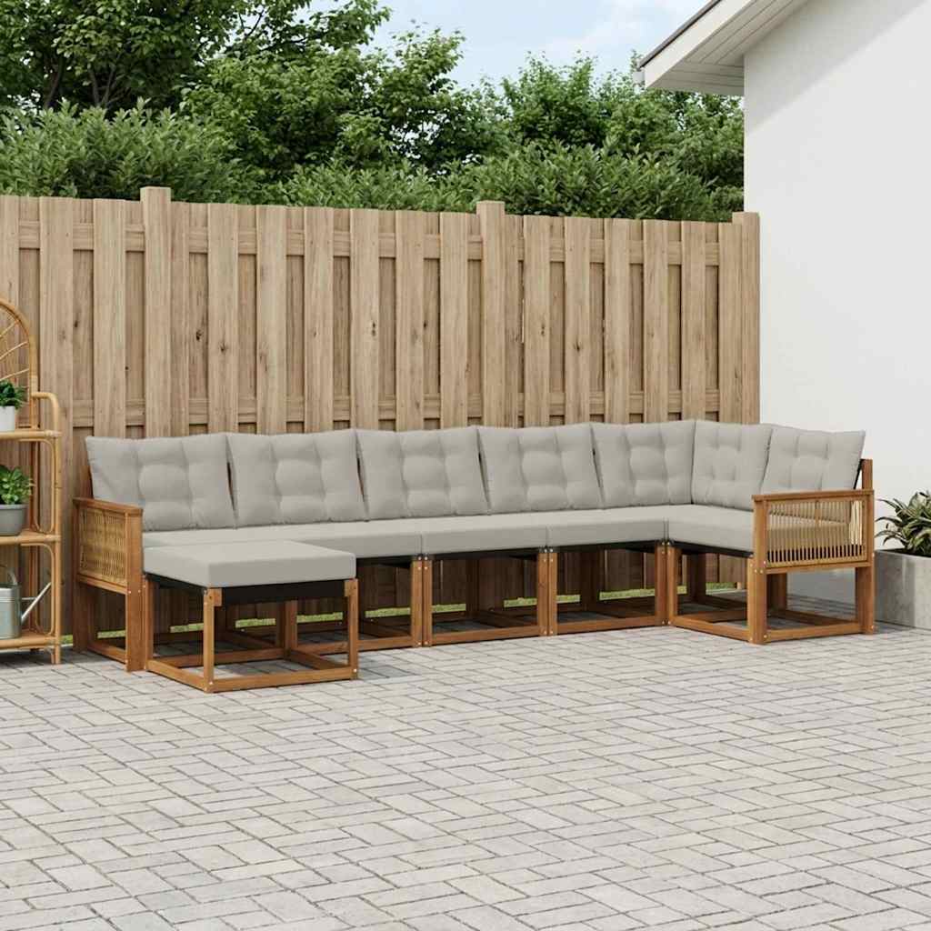Set vanjskih sofa 7 kom. Prirodna i svjetlosiva