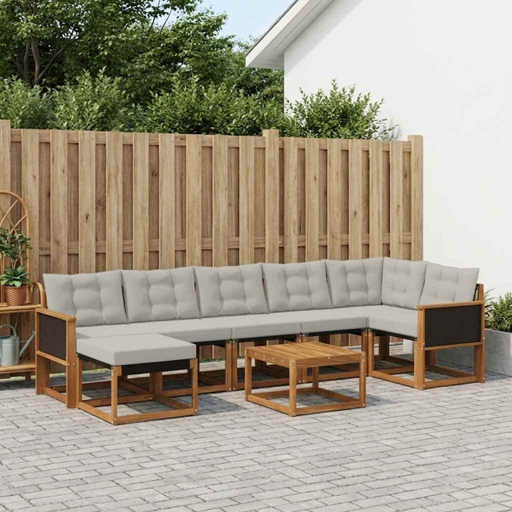 Set vanjskih sofa 8 kom. Prirodna i svjetlosiva