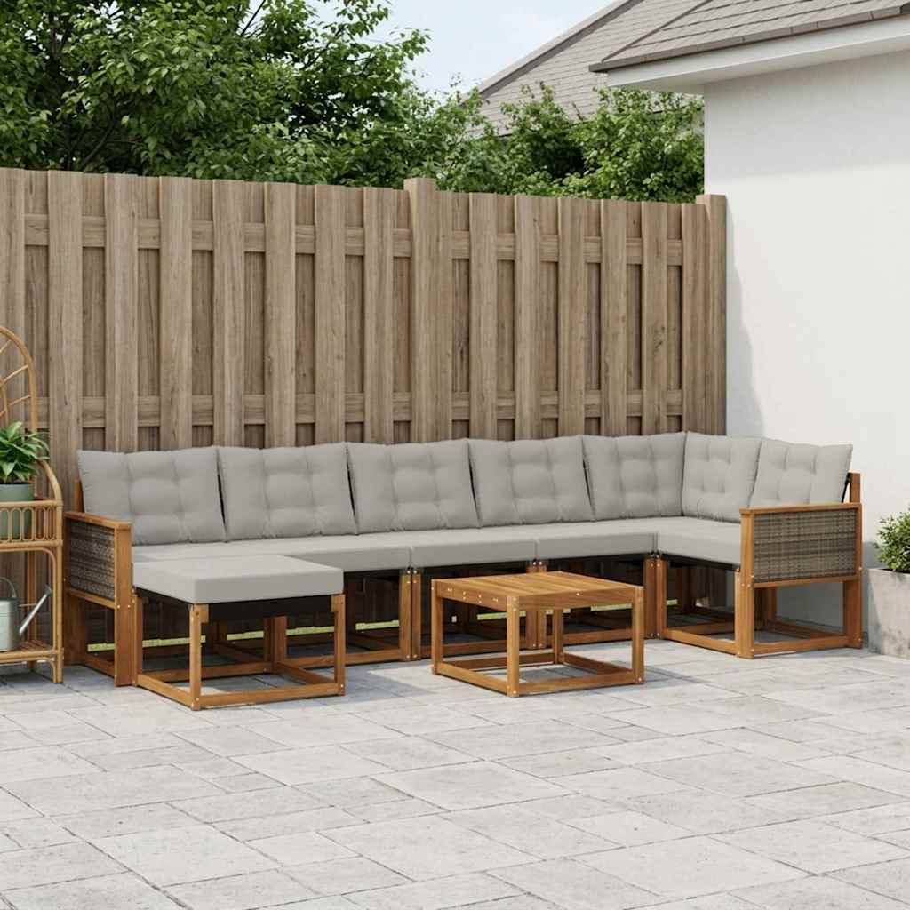 Set vanjskih sofa 8 kom. Prirodna i svjetlosiva