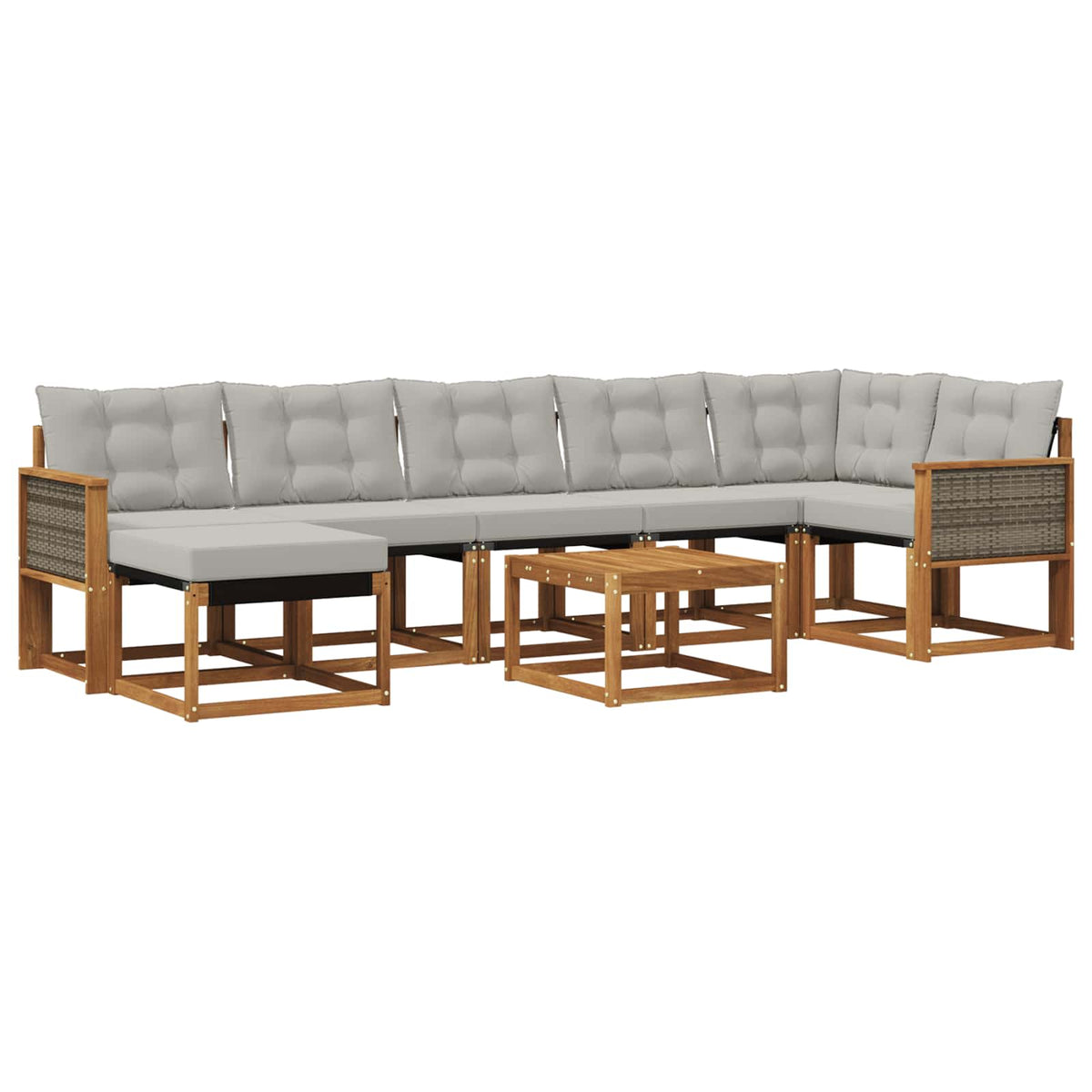 Set vanjskih sofa 8 kom. Prirodna i svjetlosiva