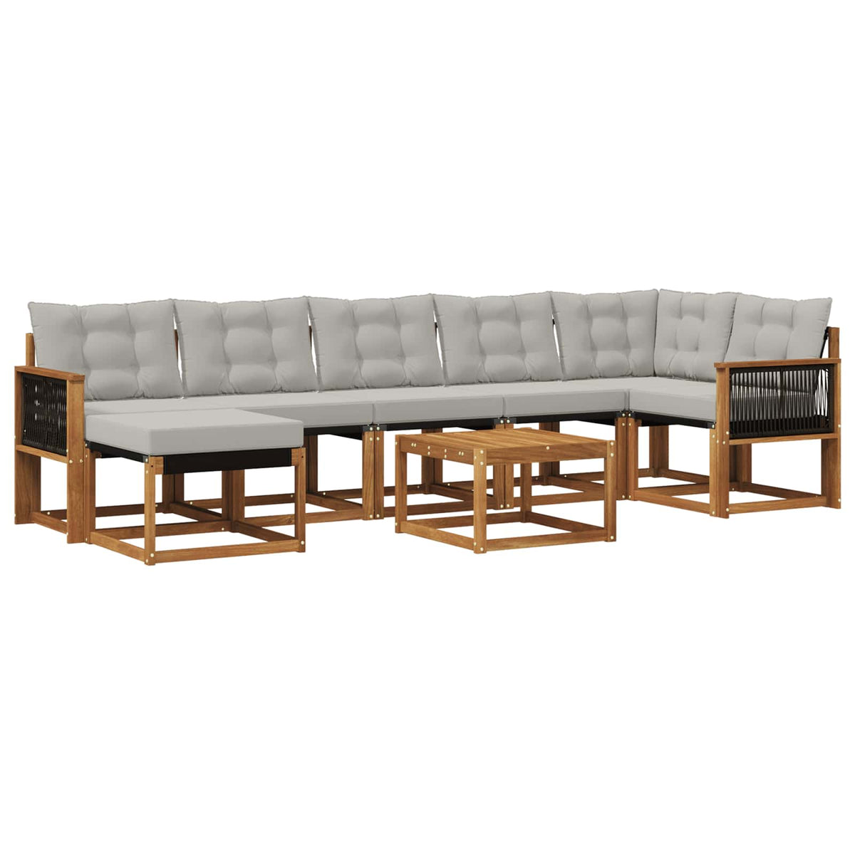 Set vanjskih sofa 8 kom. Prirodna i svjetlosiva