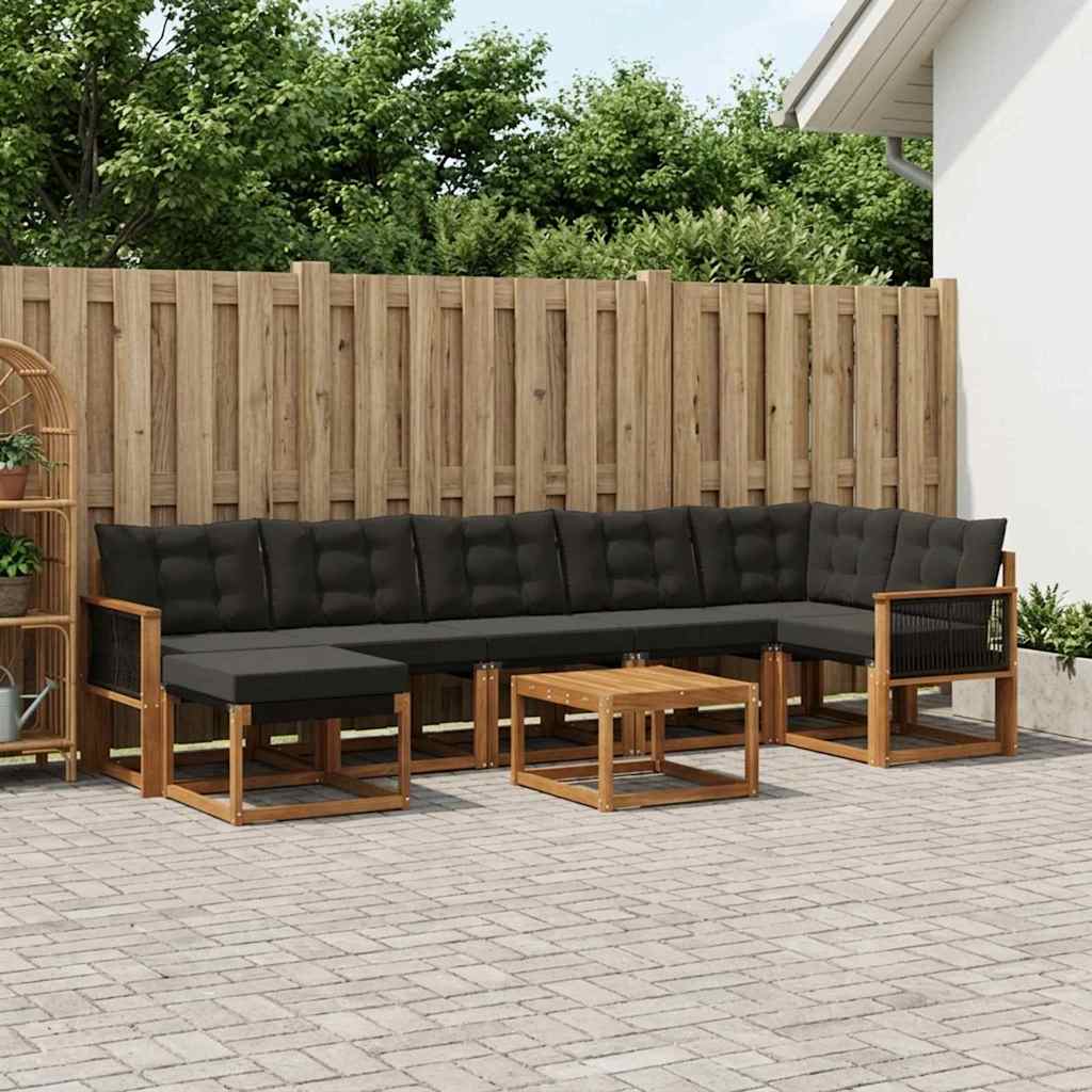 Set vanjskih sofa 8 kom. Prirodna i crna