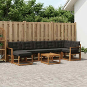 Set vanjskih sofa 8 kom. Prirodna i crna