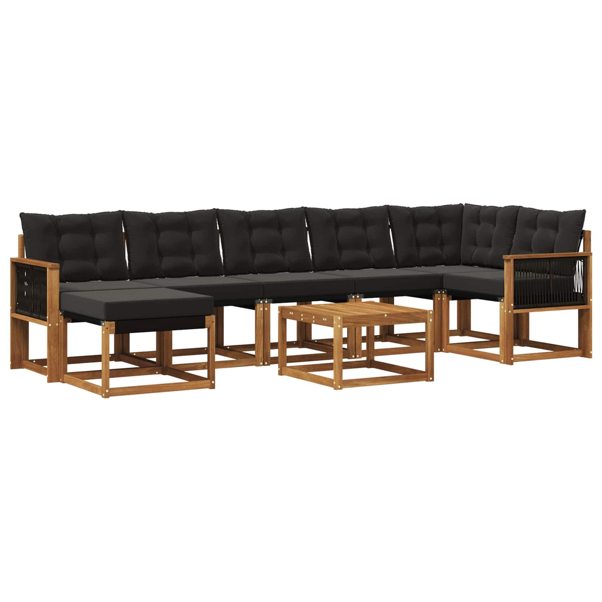 Set vanjskih sofa 8 kom. Prirodna i crna