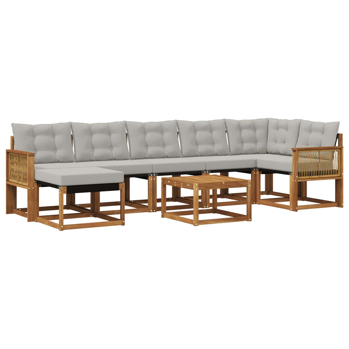 Set vanjskih sofa 8 kom. Prirodna i svjetlosiva