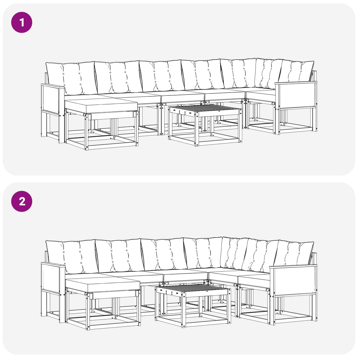 Set vanjskih sofa 8 kom. Prirodna i svjetlosiva