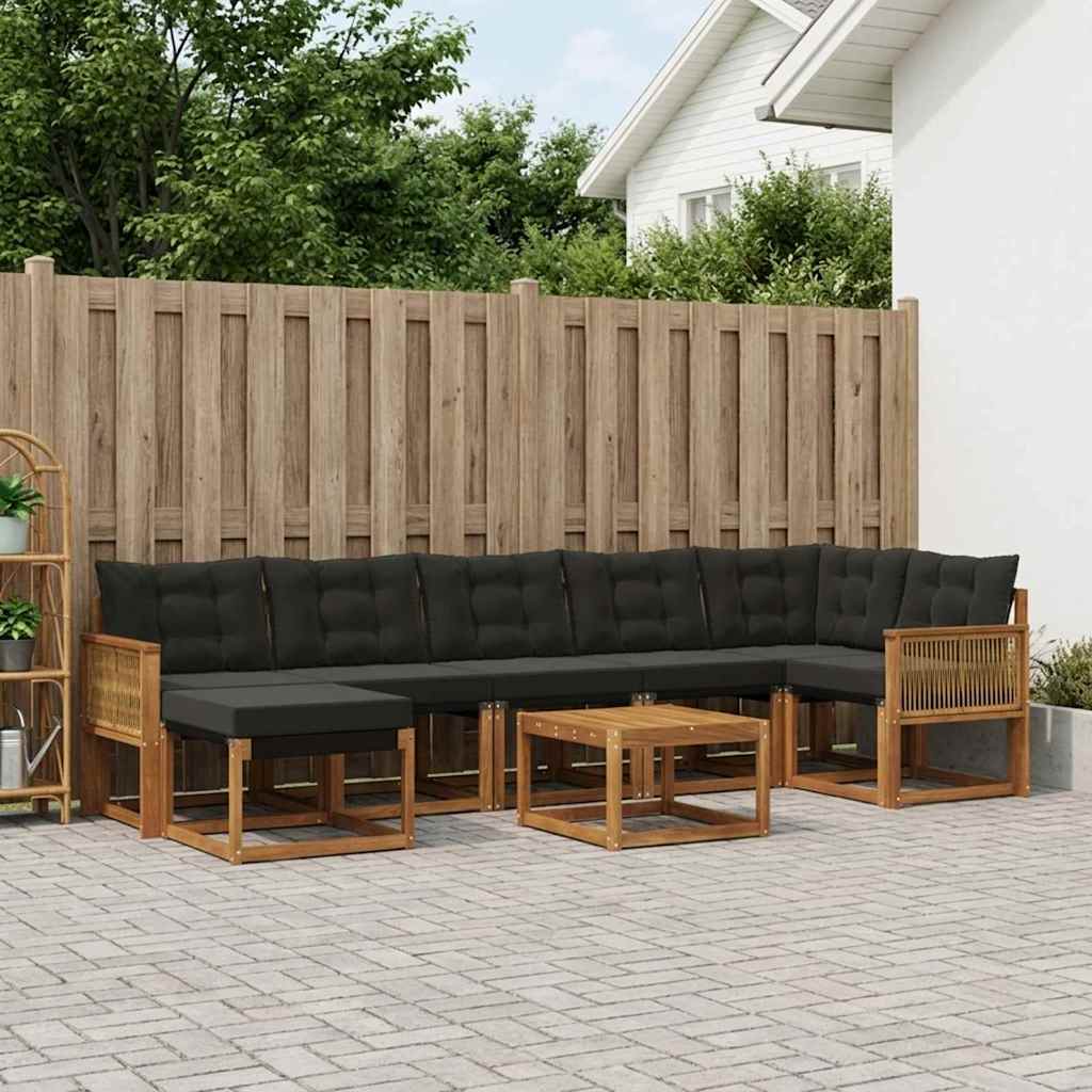 Set vanjskih sofa 8 kom. Prirodna i crna