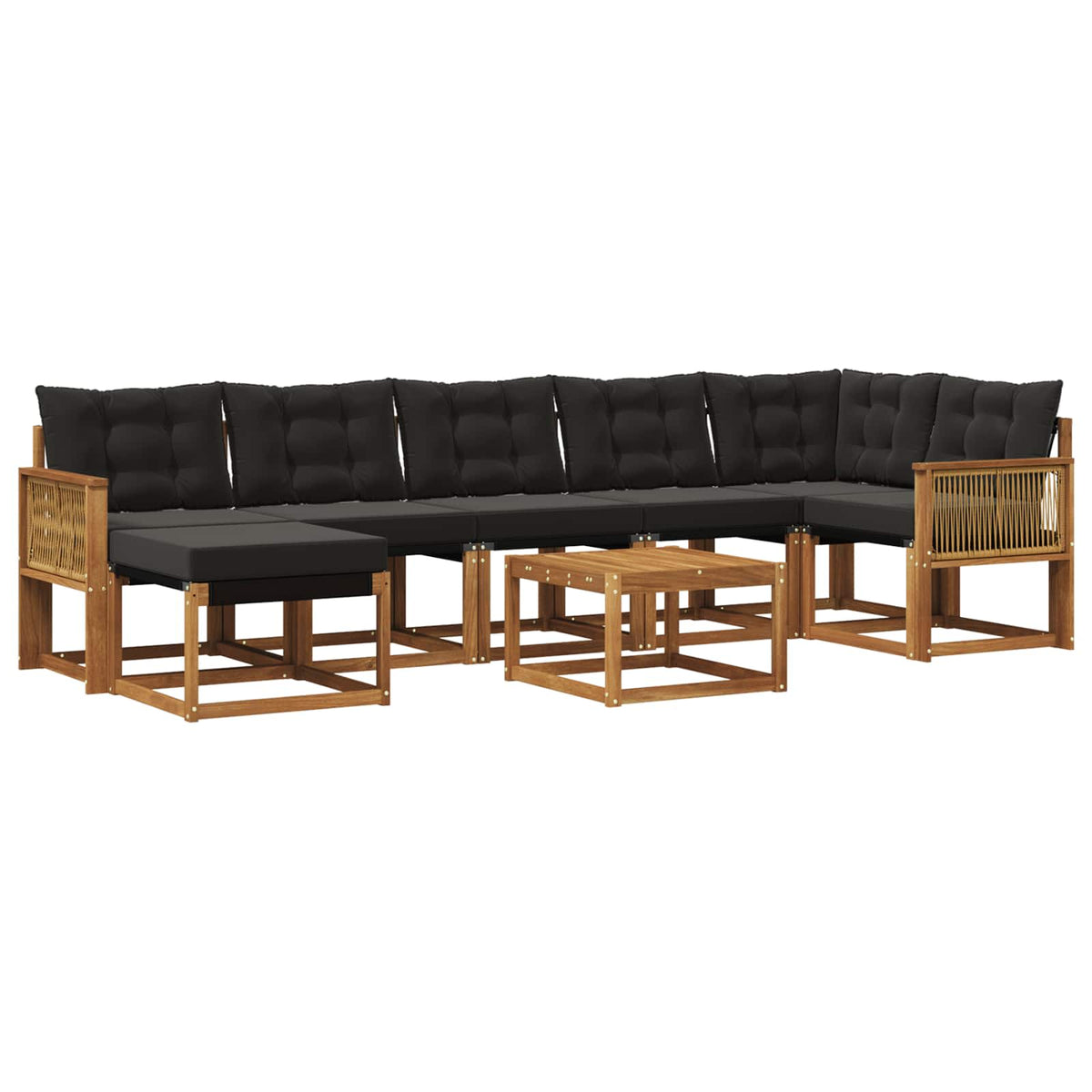 Set vanjskih sofa 8 kom. Prirodna i crna