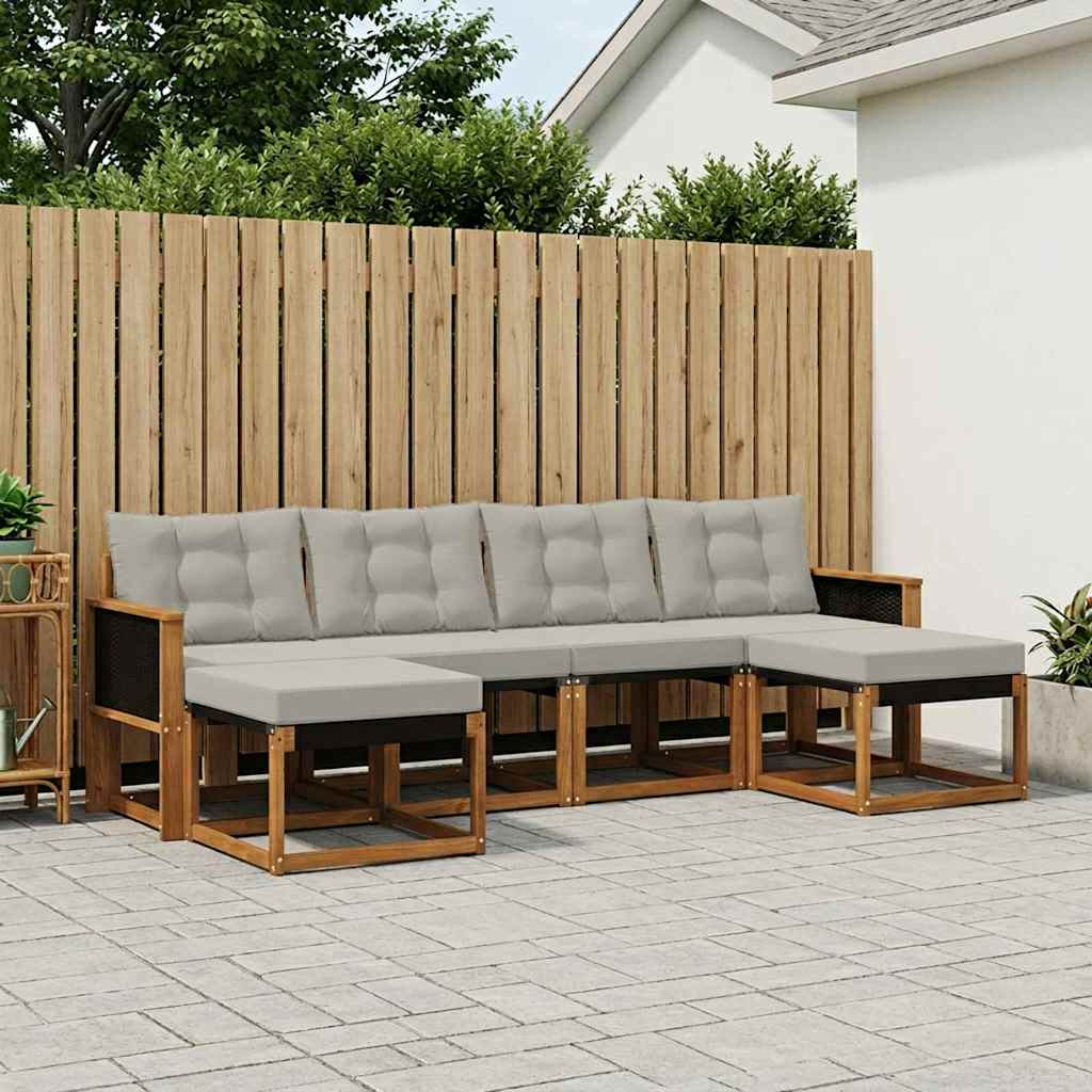 Set vanjskih sofa s jastukom 6 pcs Prirodna i svjetlosiva