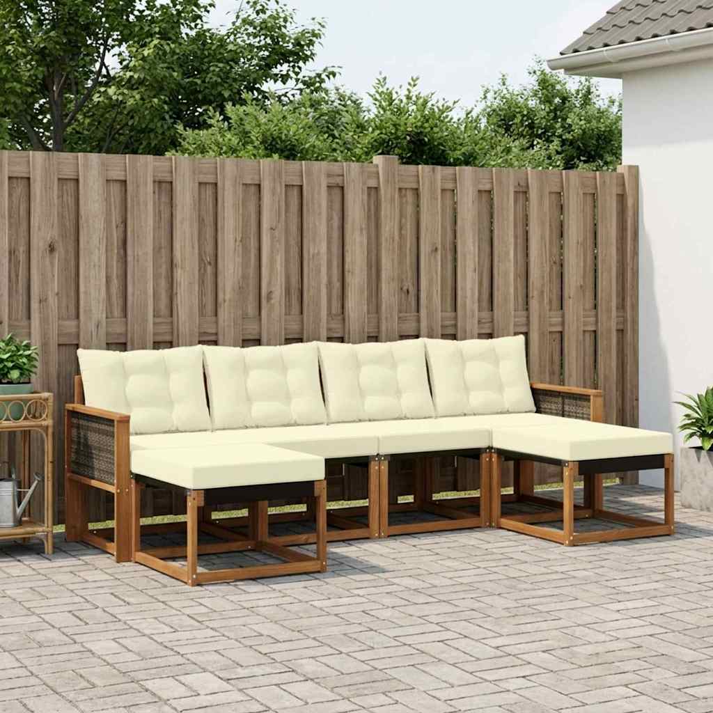 Set vanjskih sofa 6 kom. Prirodna i krem