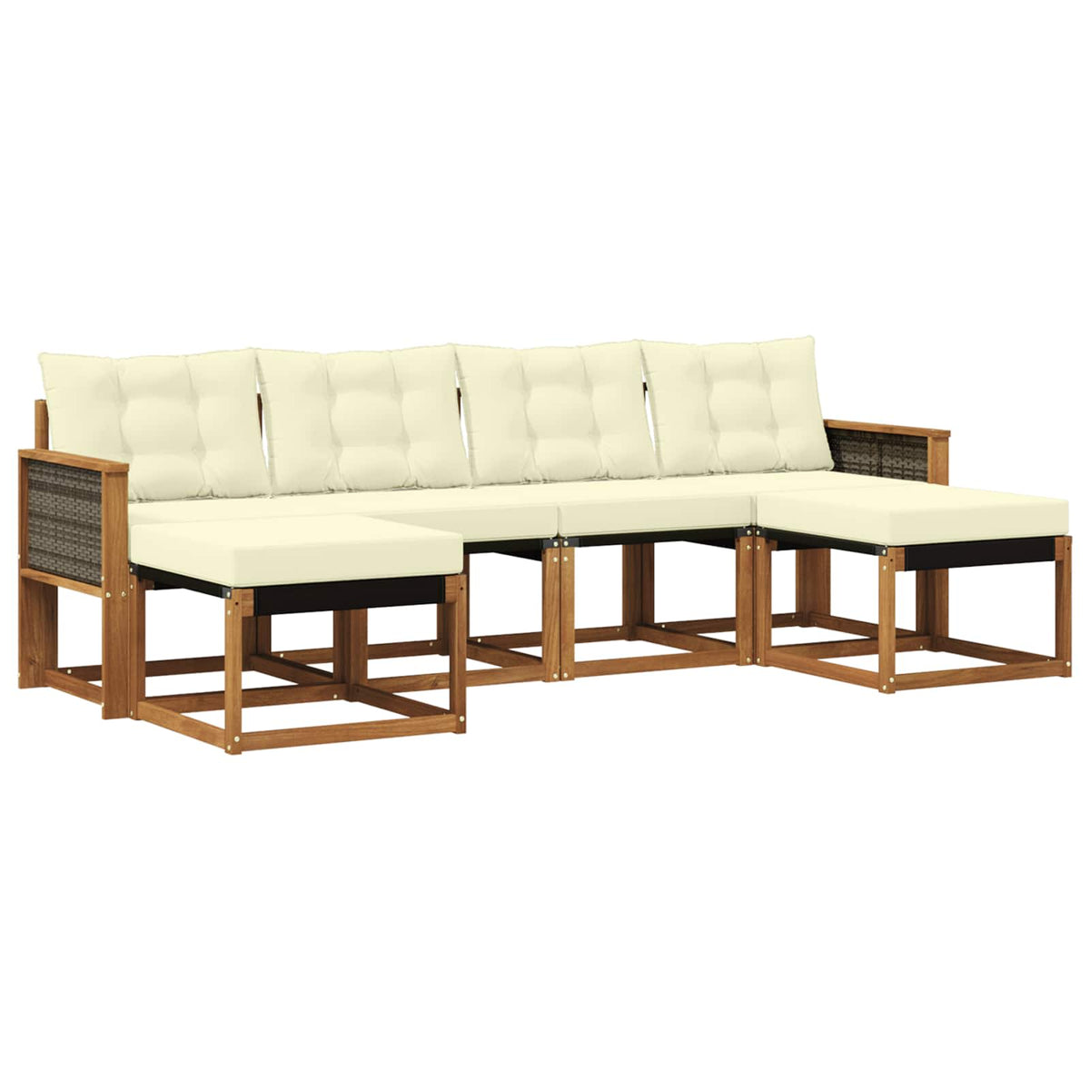 Set vanjskih sofa 6 kom. Prirodna i krem