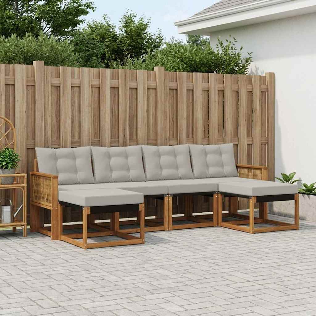 Set vanjskih sofa 6 kom. Prirodna i svjetlosiva
