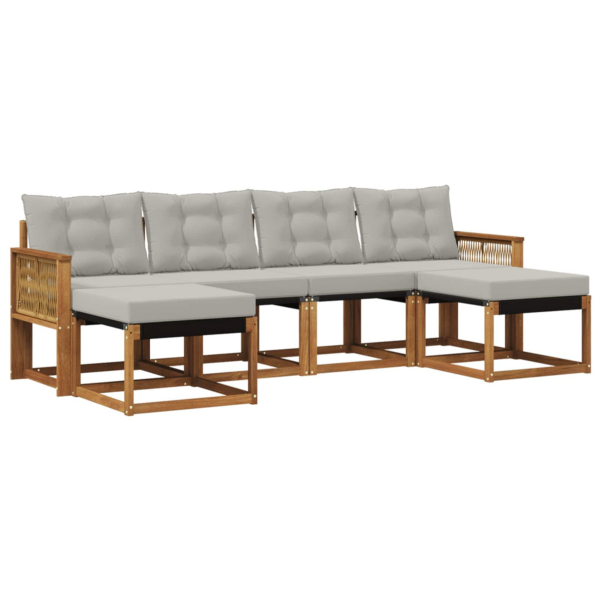 Set vanjskih sofa 6 kom. Prirodna i svjetlosiva