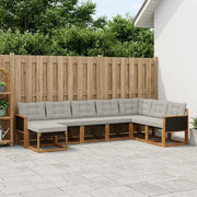 Set vanjskih sofa s jastukom 8 pcs Prirodna i Svjetlosiva
