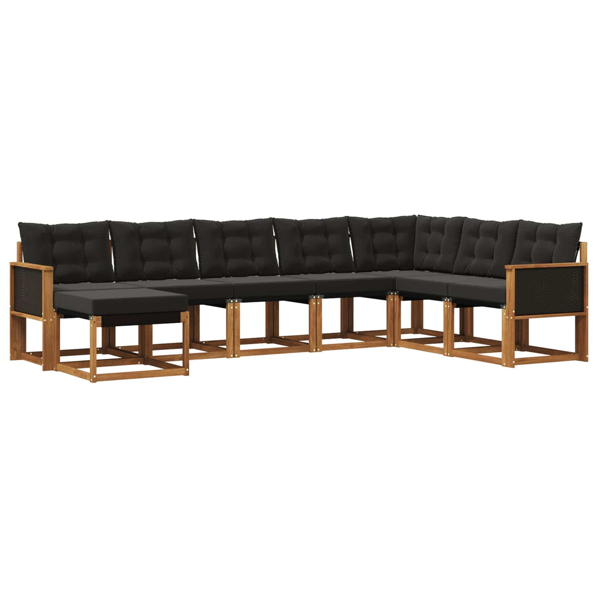Set vanjskih sofa 8 kom. Prirodna i crna