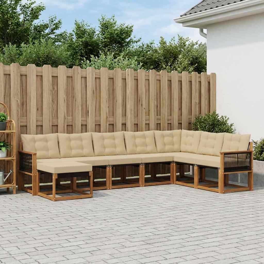 Set vanjskih sofa 8 kom. Prirodna i bež