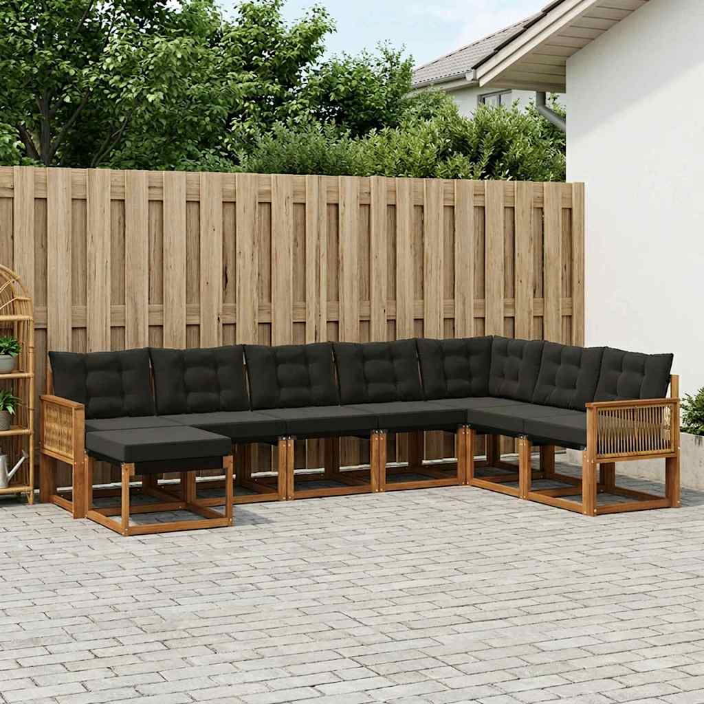 Set vanjskih sofa 8 pcs Prirodna i crna