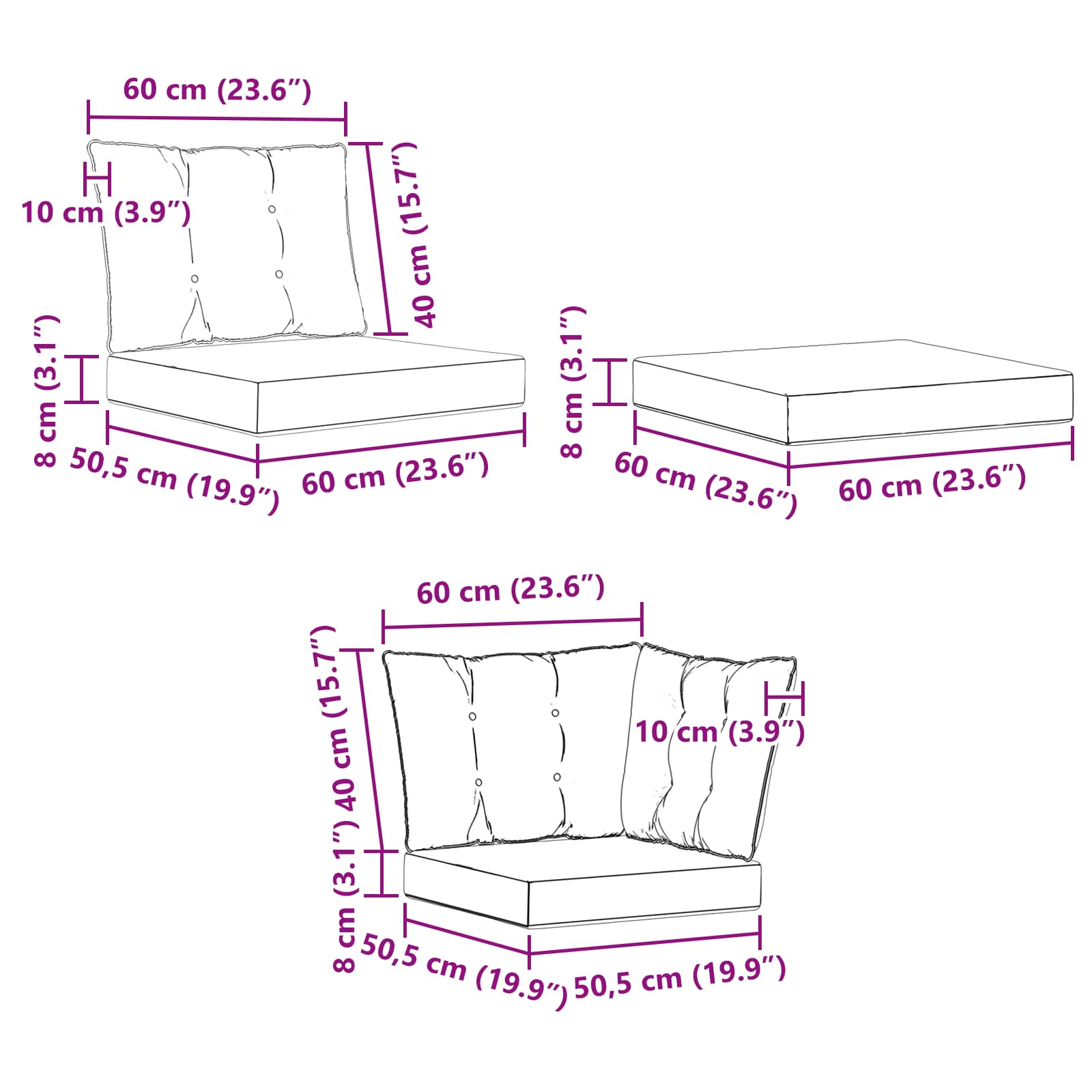Set vanjskih sofa 8 pcs Prirodna i bež