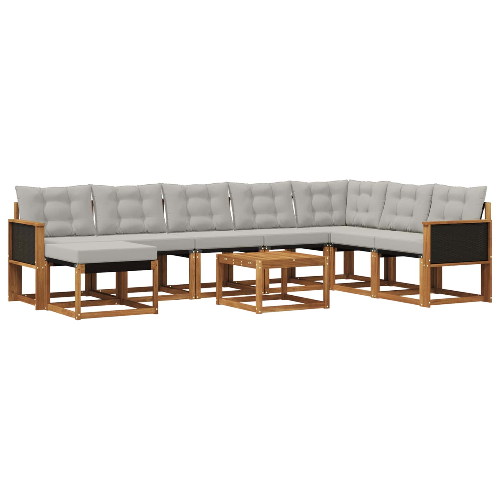Set vanjskih sofa s jastukom 9 pcs Prirodna i Svjetlosiva