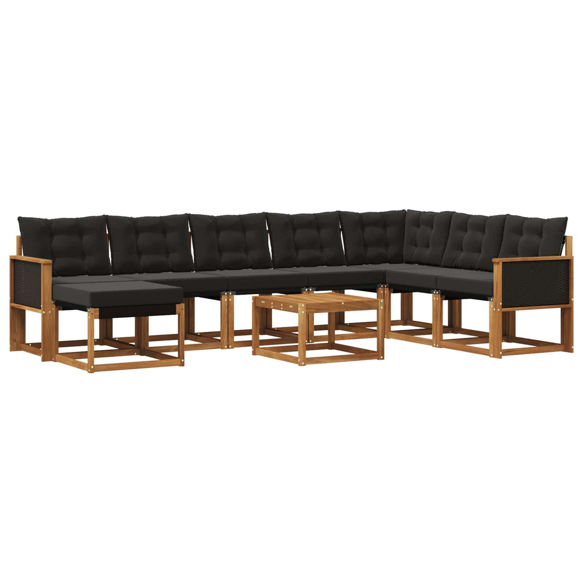 Set vanjskih sofa 9 kom. Prirodna i crna