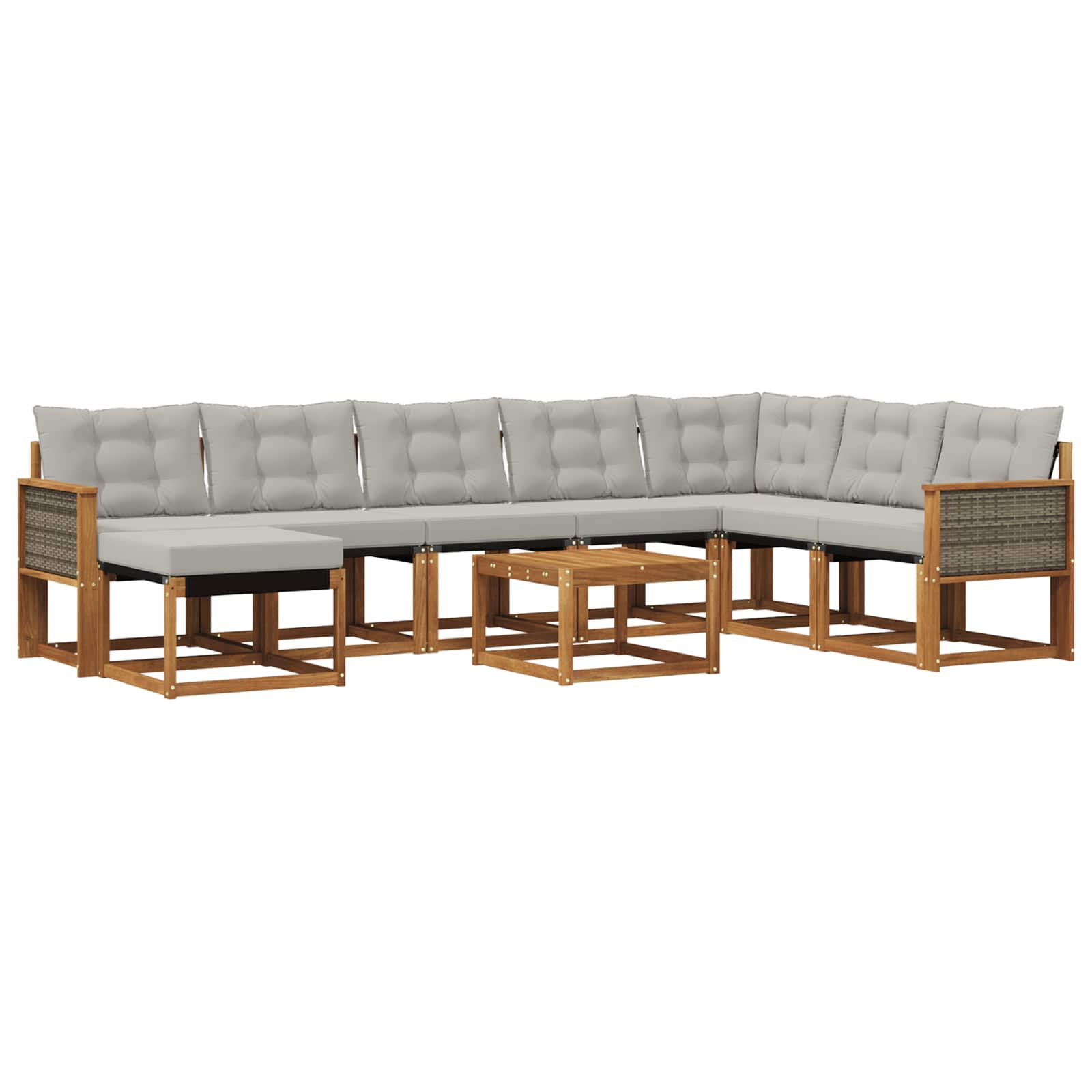 Set vanjskih sofa s jastukom 9 pcs Prirodna i Svjetlosiva