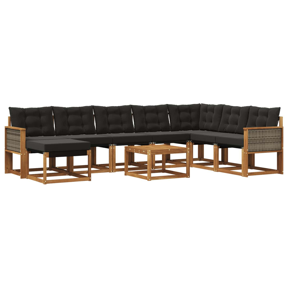 Set vanjskih sofa 9 kom. Prirodna i crna