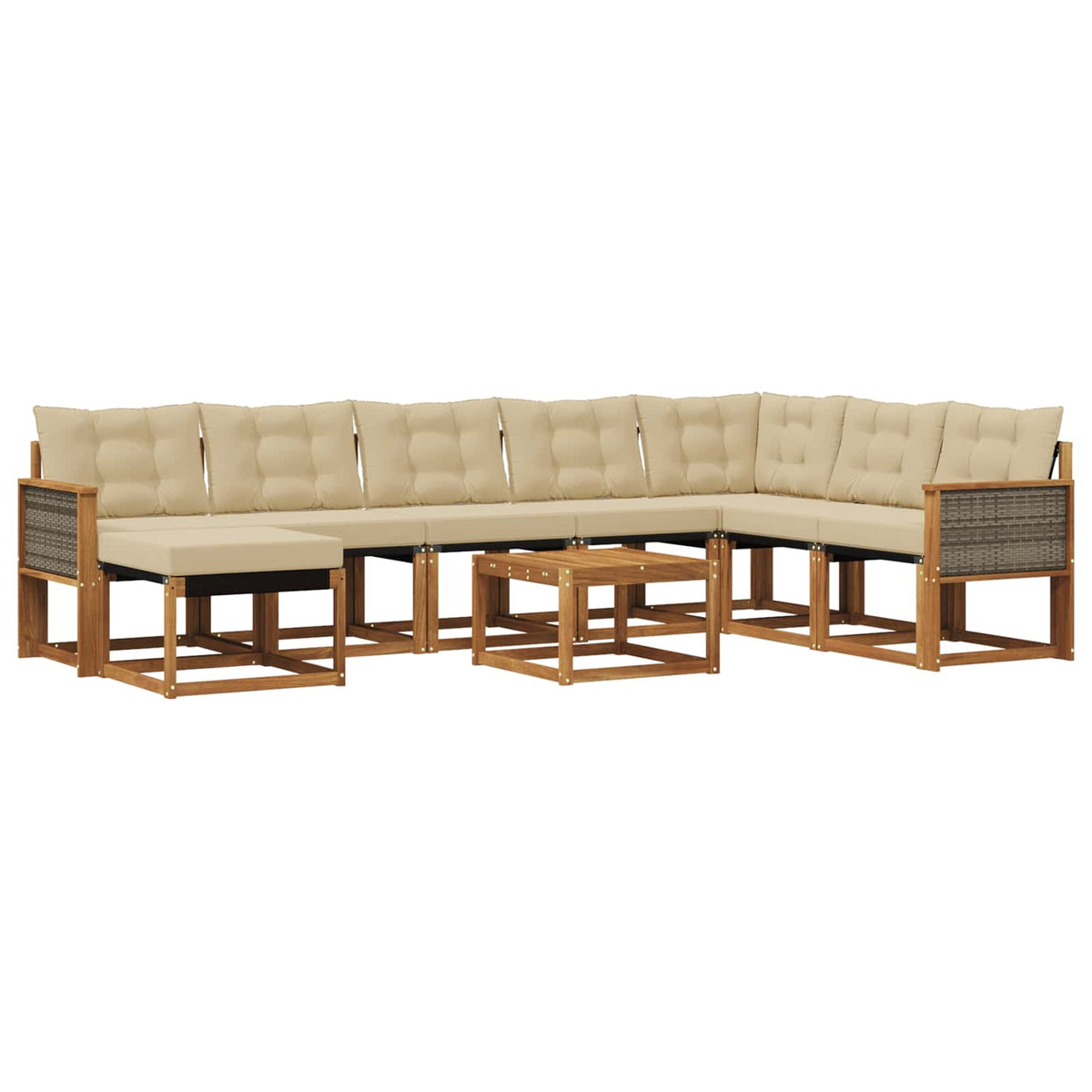 Set vanjskih sofa 9 kom. Prirodna i bež