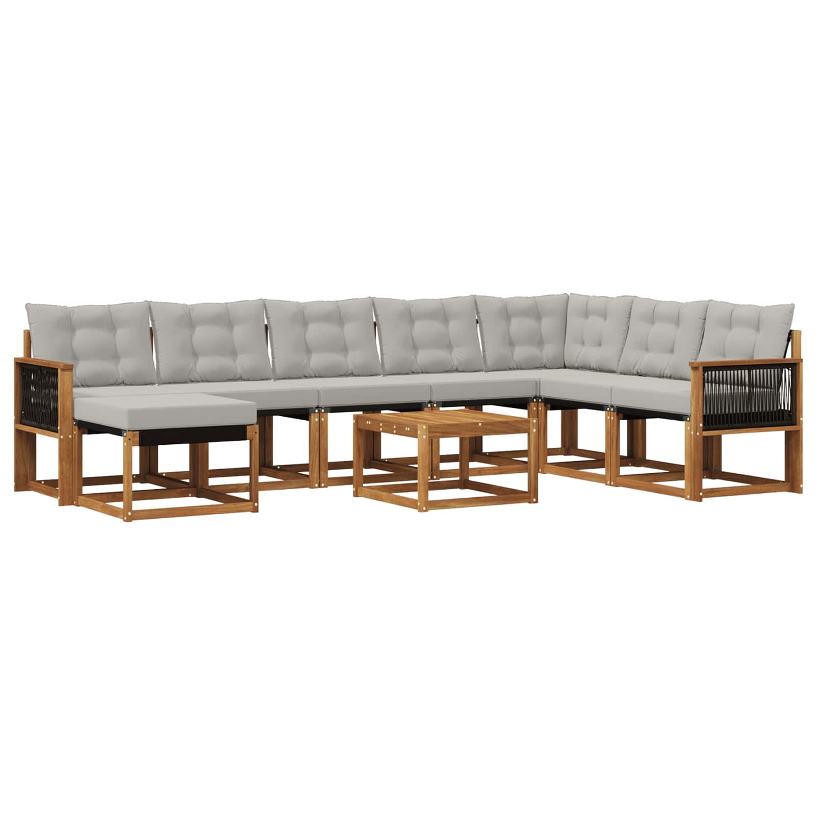 Set vanjskih sofa s jastukom 9 pcs Prirodna i Svjetlosiva