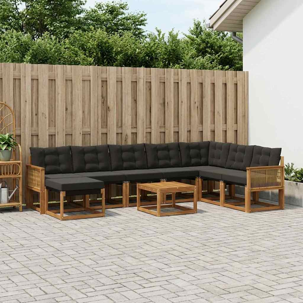 Set vanjskih sofa 9 pcs Prirodna i crna