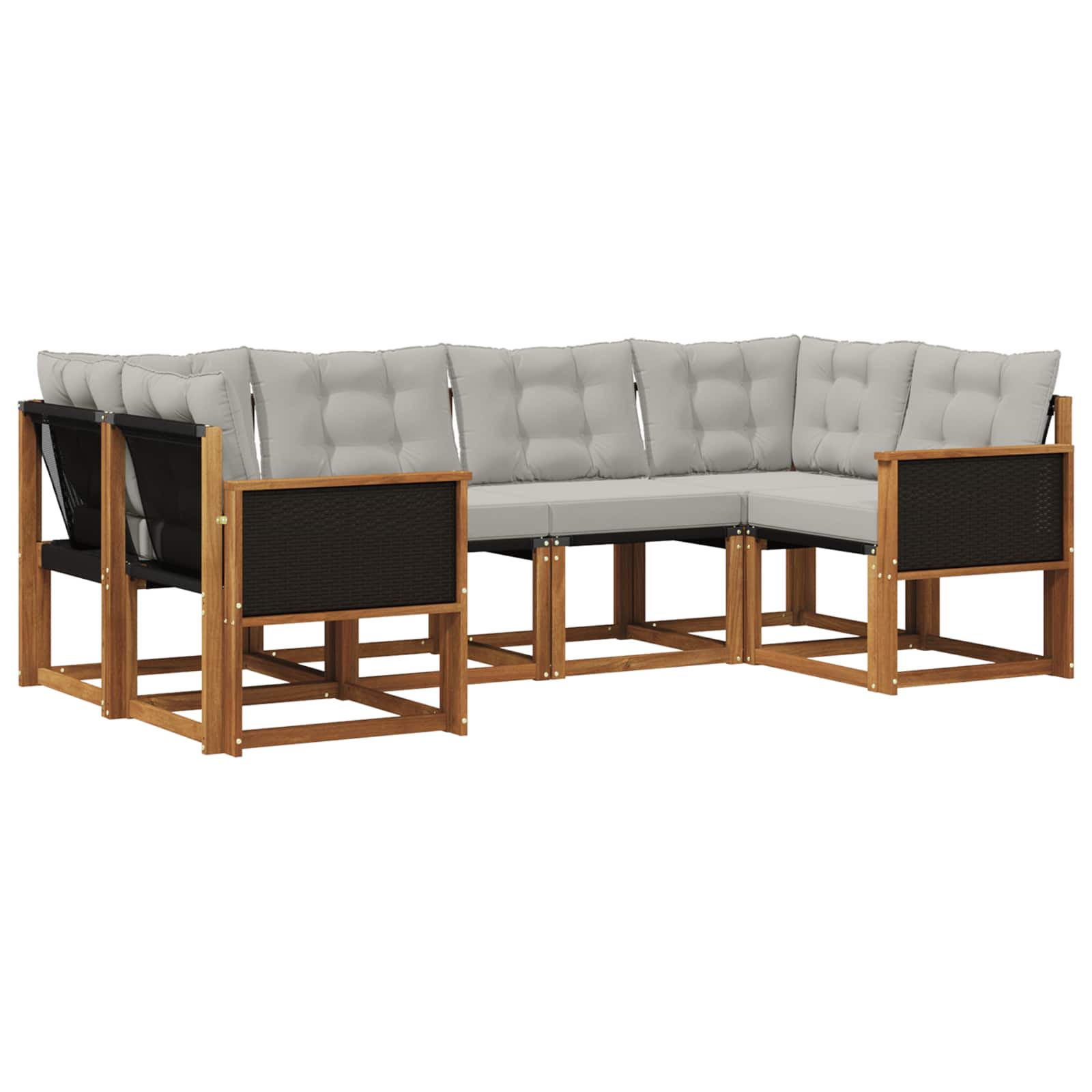 Set vanjskih sofa s jastukom 6 pcs Prirodna i Svjetlosiva