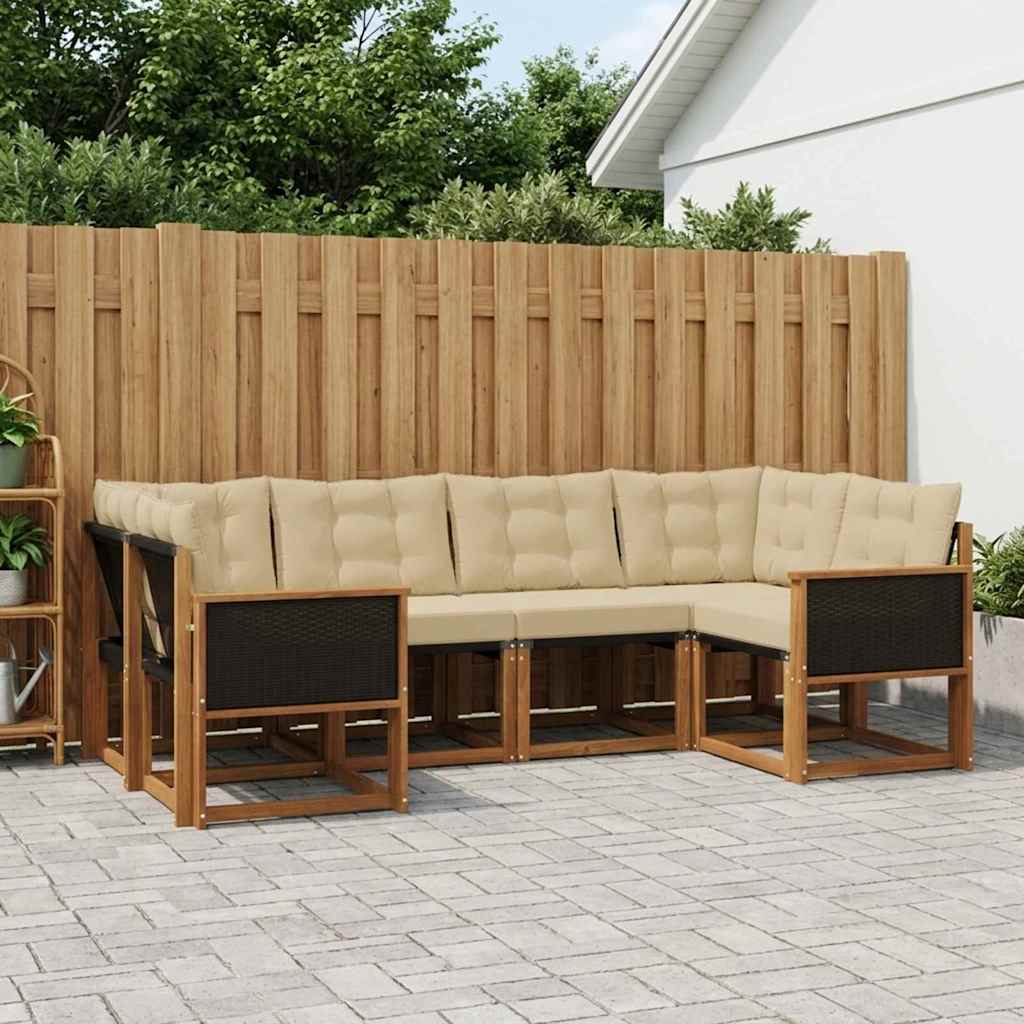 Set vanjskih sofa 6 kom. Prirodna i bež