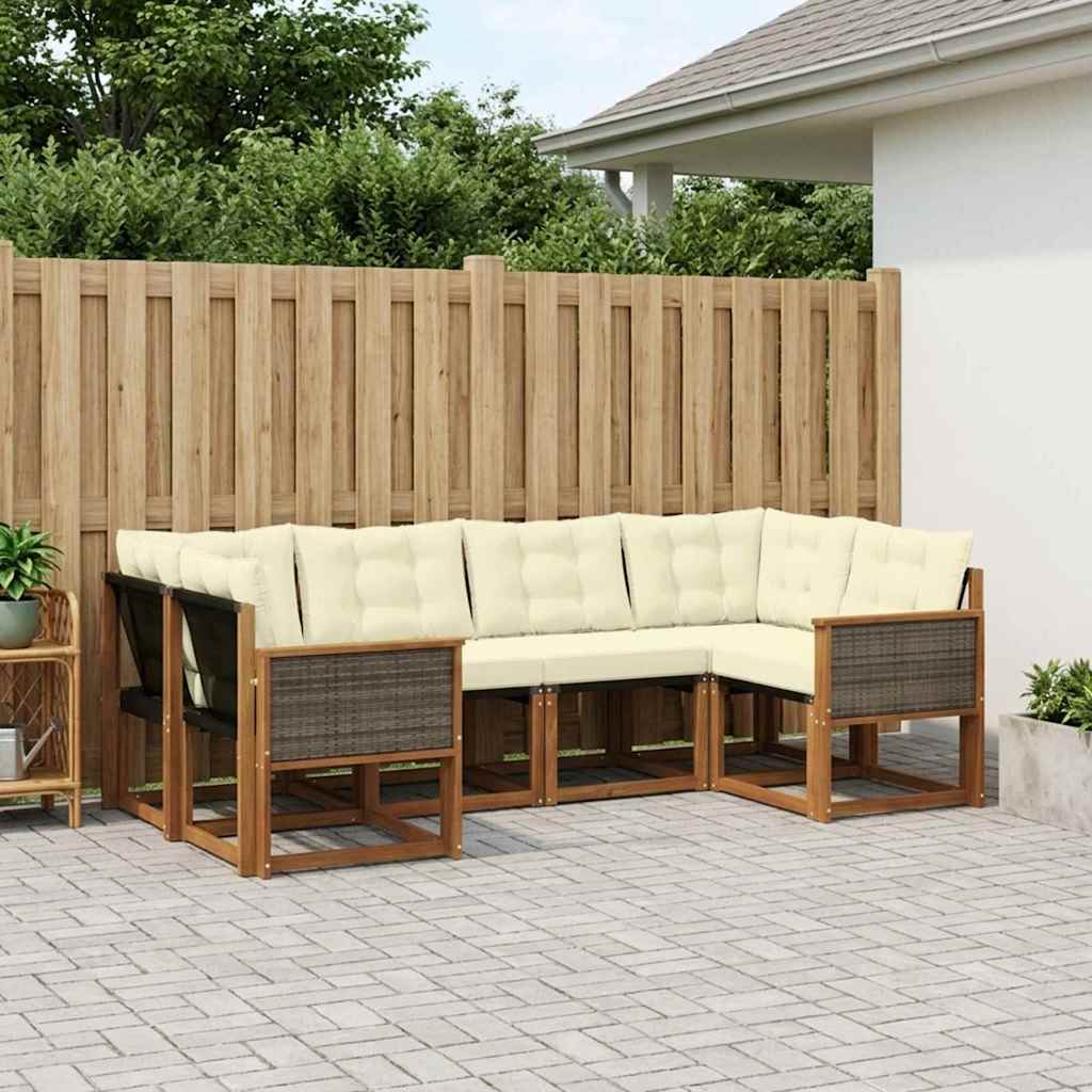 Set vanjskih sofa 6 kom. Prirodna i krem