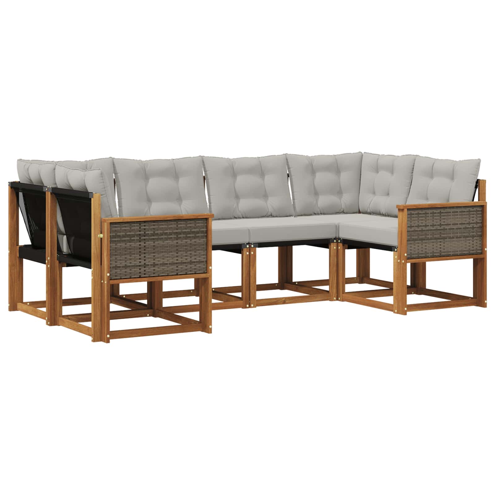 Set vanjskih sofa s jastukom 6 pcs Prirodna i Svjetlosiva