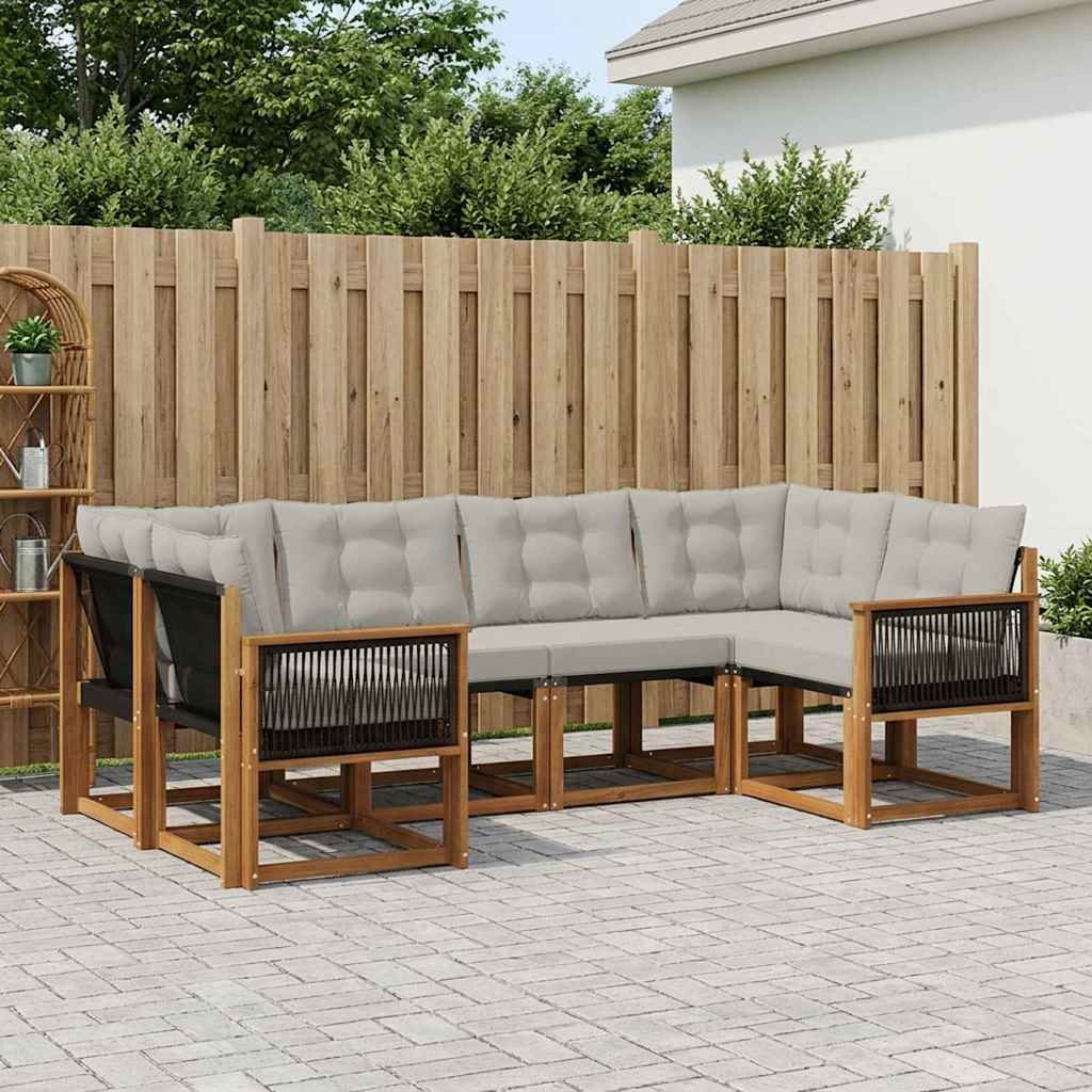 Set vanjskih sofa s jastukom 6 pcs Prirodna i Svjetlosiva