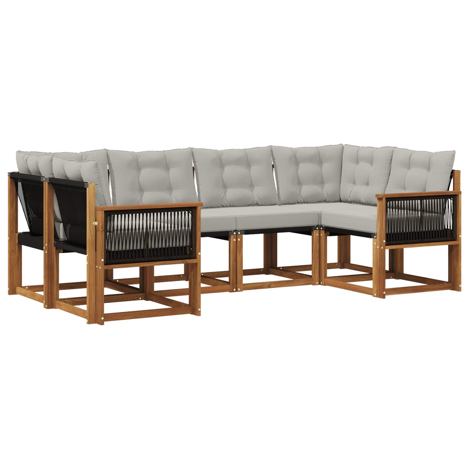 Set vanjskih sofa s jastukom 6 pcs Prirodna i Svjetlosiva