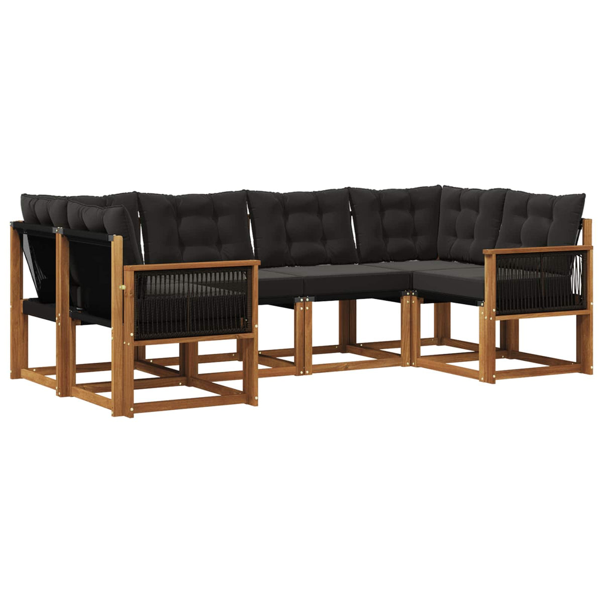 Set vanjskih sofa 6 kom. Prirodna i crna