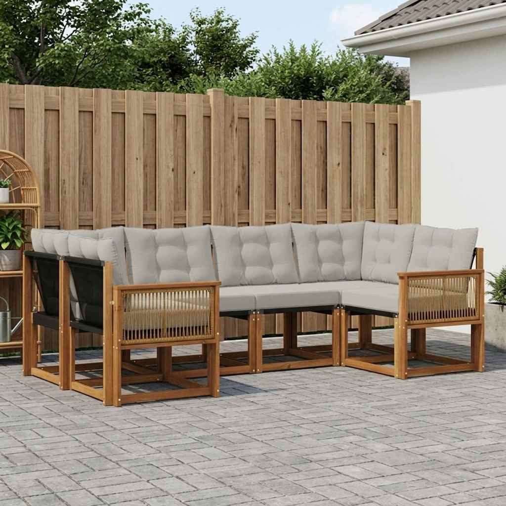 Set vanjskih sofa 6 pcs Prirodna i svjetlosiva