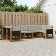Set vanjskih sofa s jastukom 7 pcs Prirodna i Svjetlosiva