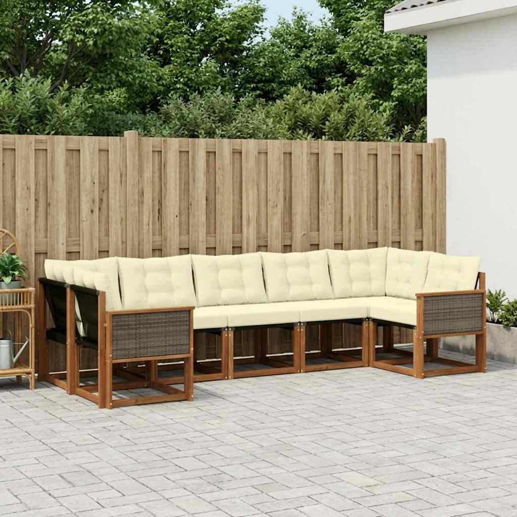 Set vanjskih sofa 7 kom. Prirodna i krem