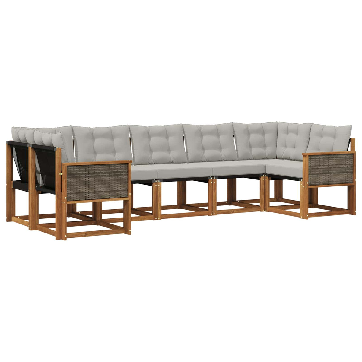 Set vanjskih sofa s jastukom 7 pcs Prirodna i Svjetlosiva