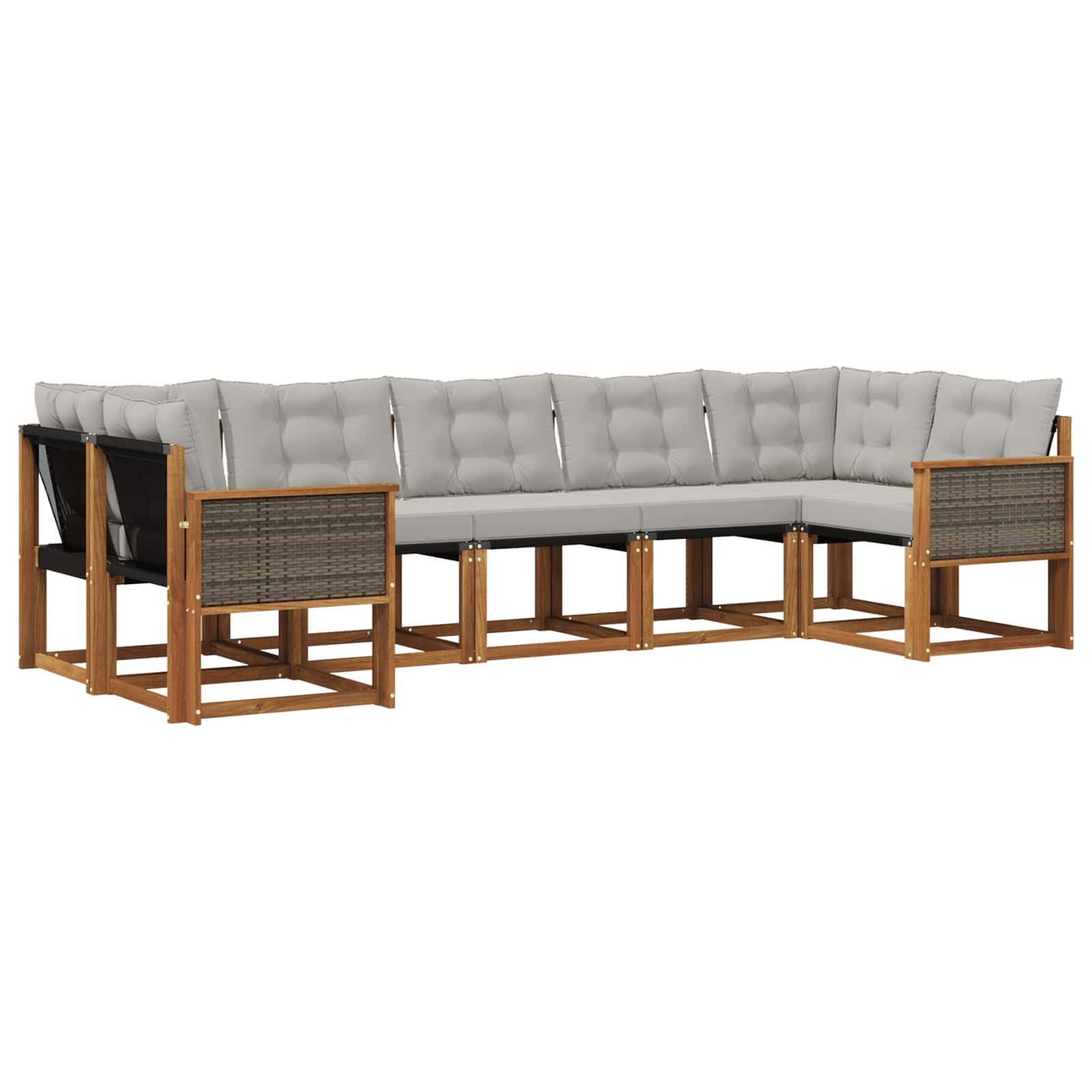 Set vanjskih sofa s jastukom 7 pcs Prirodna i Svjetlosiva