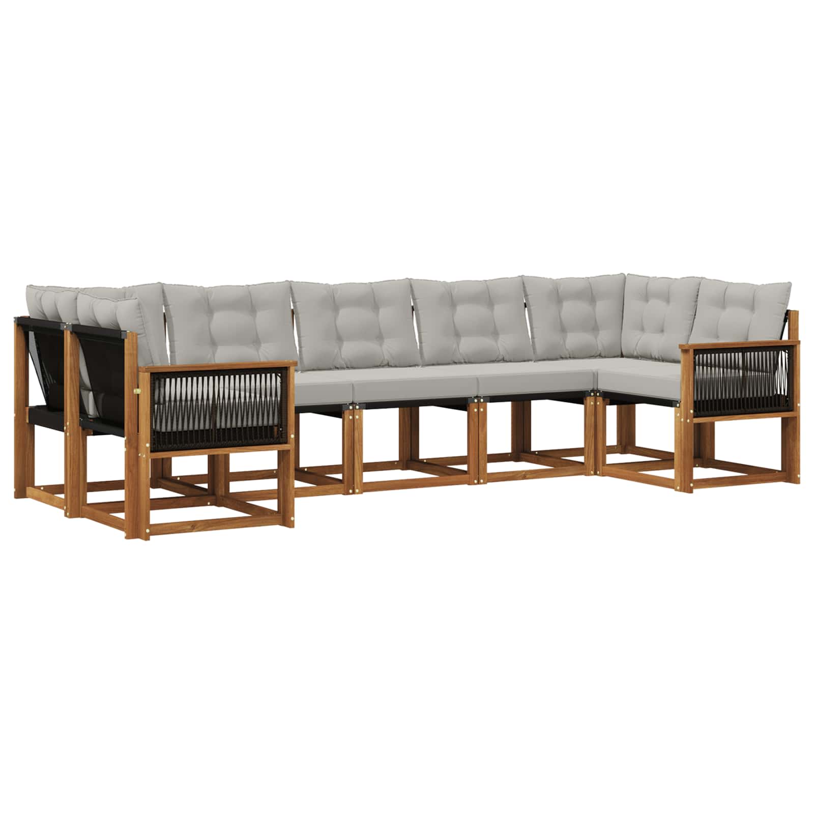 Set vanjskih sofa s jastukom 7 pcs Prirodna i Svjetlosiva