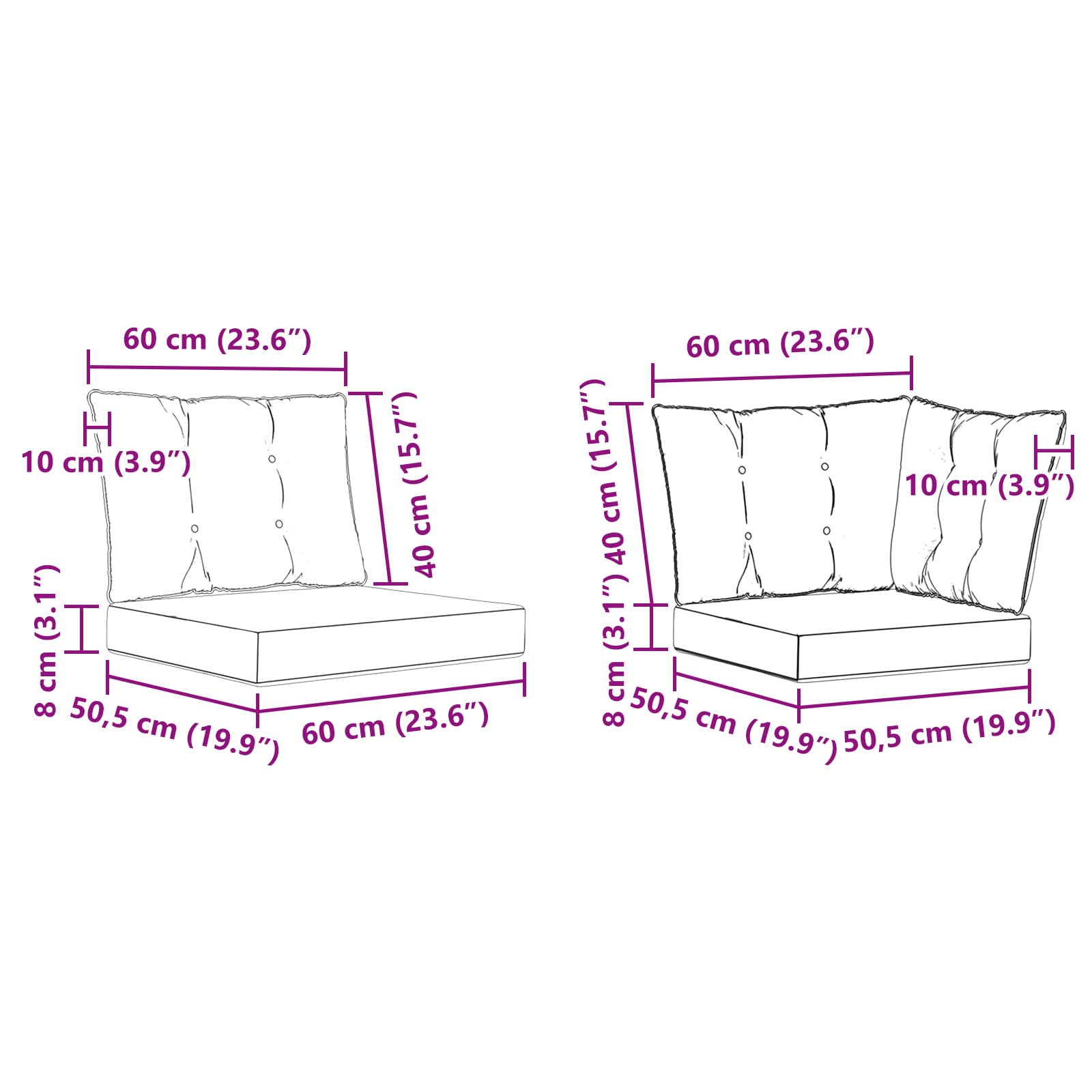 Set vanjskih sofa s jastukom 7 pcs Prirodna i Svjetlosiva